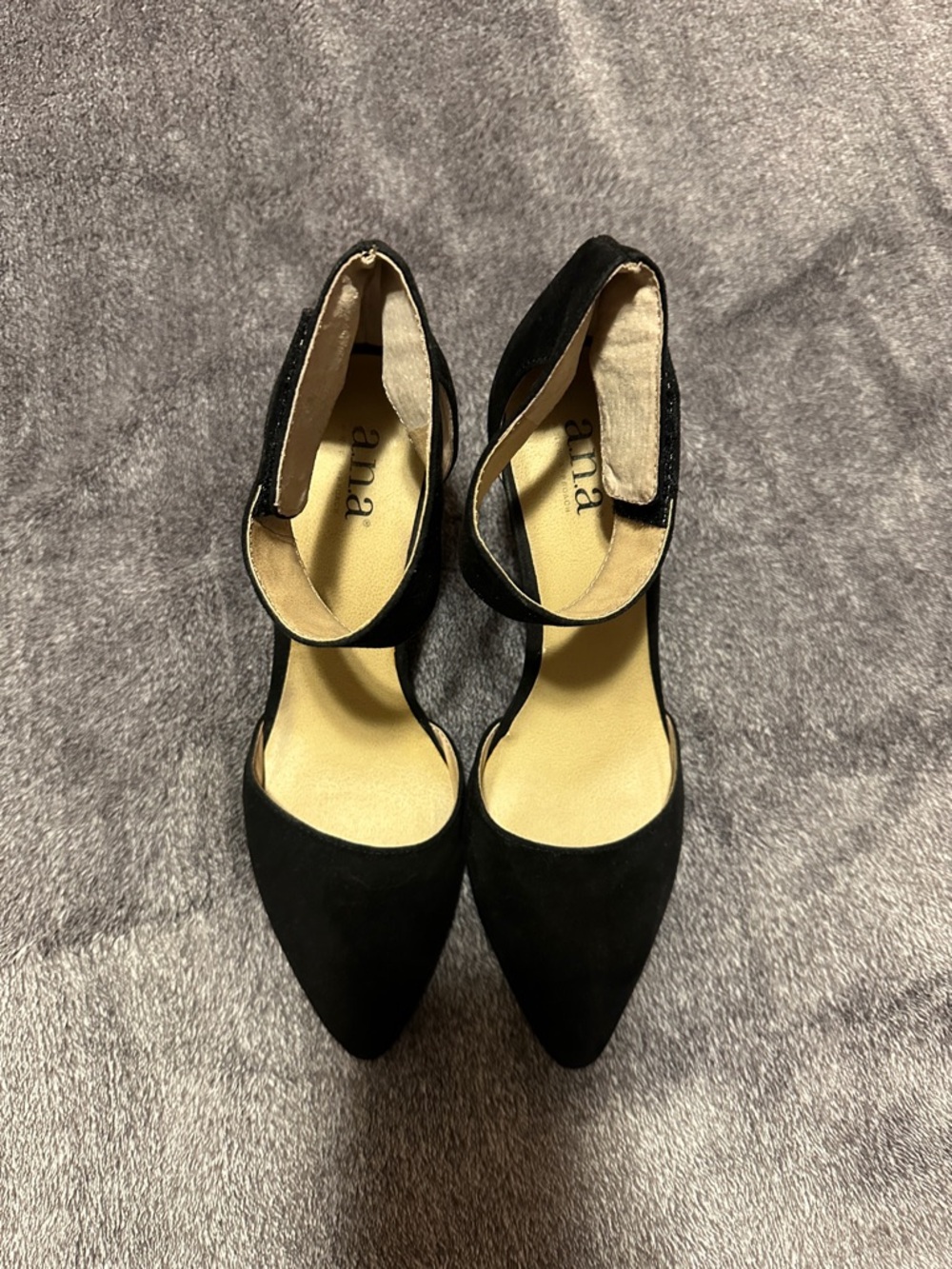 a.n.a Black Pointed Toe Ankle Strap Heels